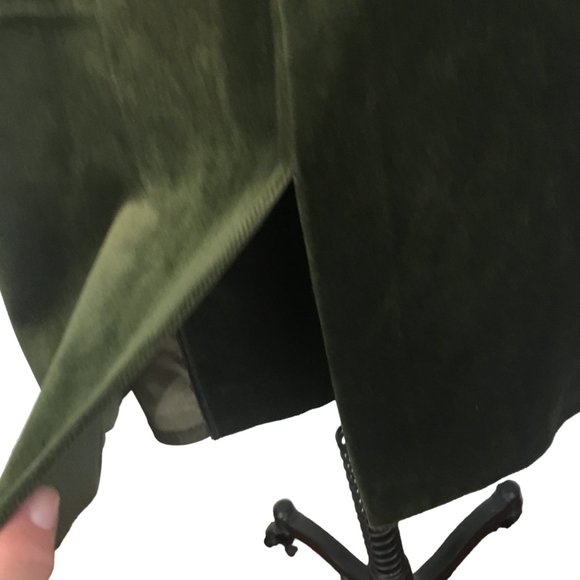 Tan Jay Green Velvet Skirt Suit, Jacket Blazer, Open Front,‎ sz 12, 28 waist - Picture 7 of 14